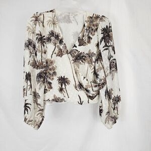 Joie Palm Desert Cactus Print Faux Wrap Women's Size Medium Dot Texture